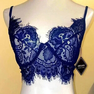 Gorgeous dark  blue lingerie set All Laced see through MAKE ME Reasonably OFFER
